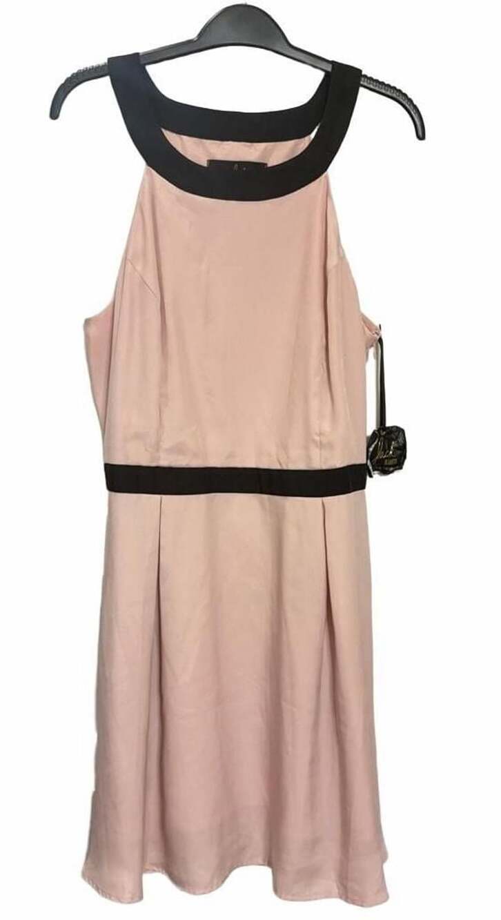 Jack by BB Dakota Size 14 Blush Pink Black Trim Sleeveless Midi Dress NWT